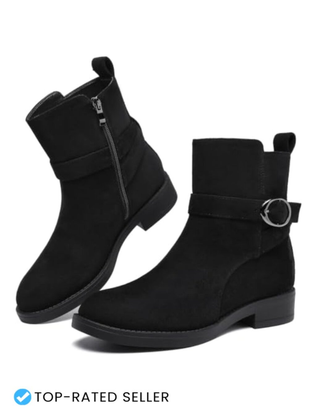 Women's Ankle Booties Chunky Low Heel Suede PU Zipper Fall Winter